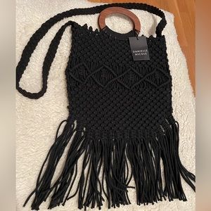 THE SUMMER BAG Danielle Nicole macrame handbag wooden handle handmade in India